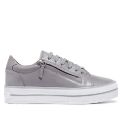 Fissato Grey Leather Trainers