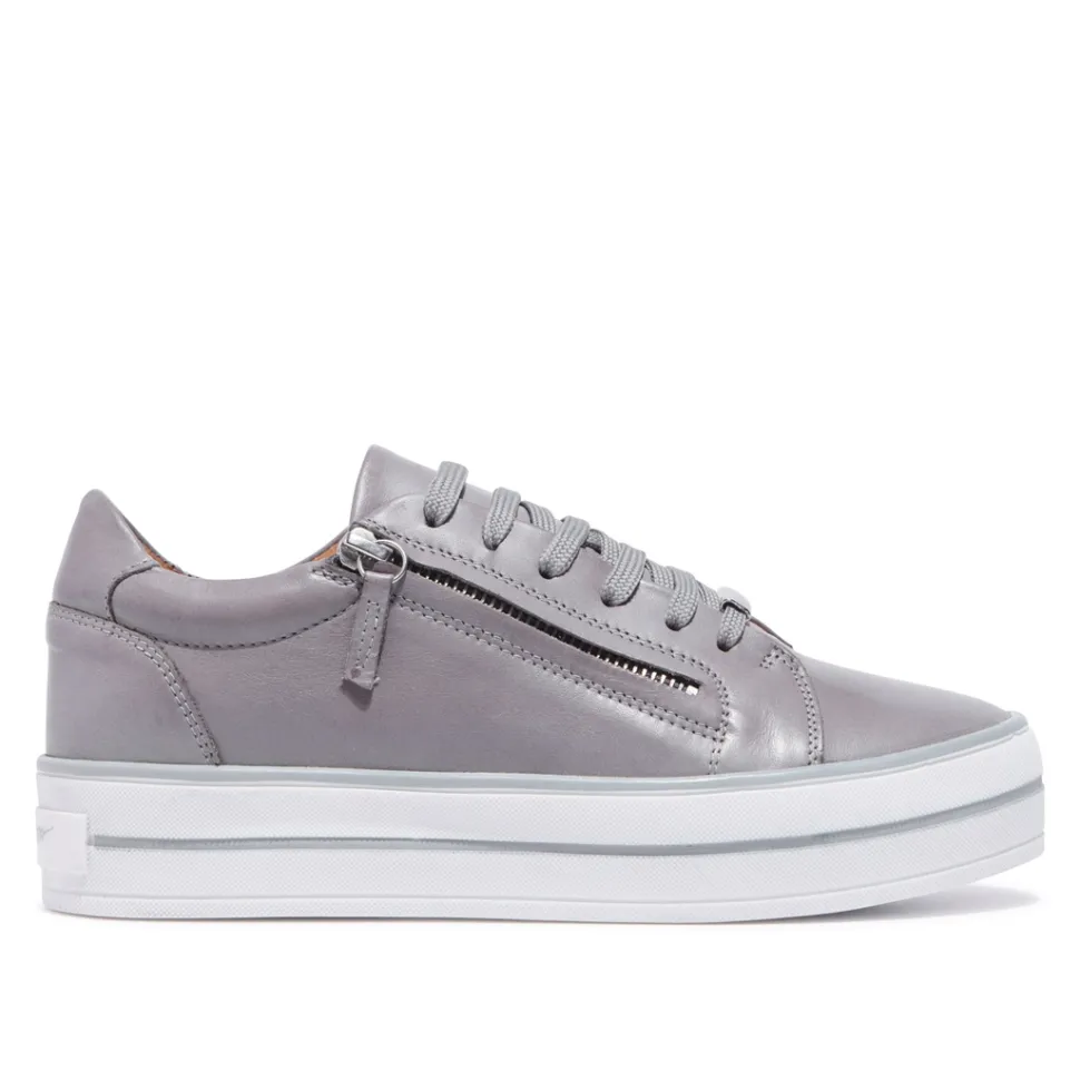 Fissato Grey Leather Trainers
