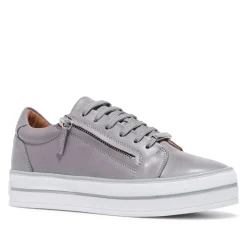 Fissato Grey Leather Trainers