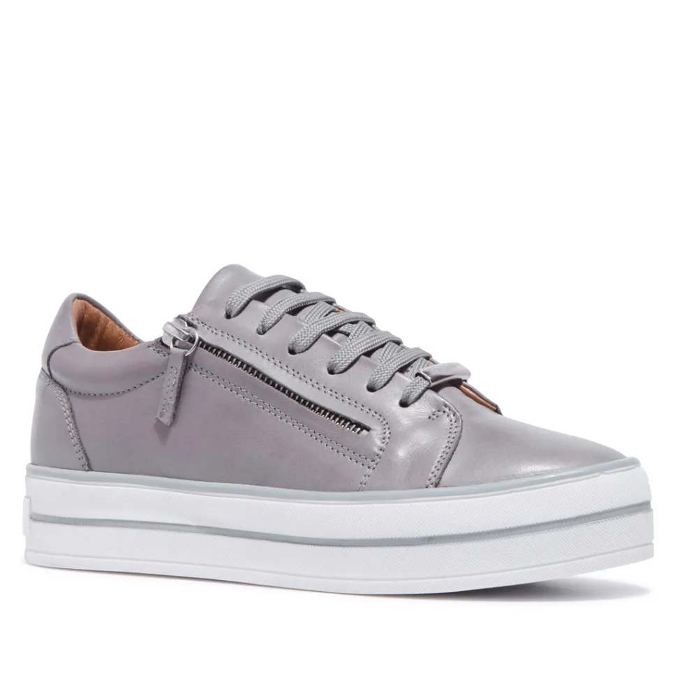 Fissato Grey Leather Trainers