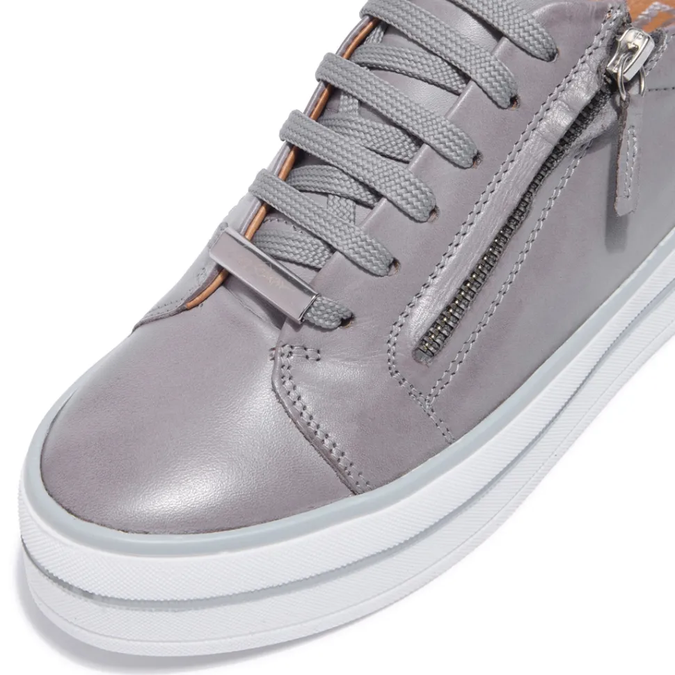 Fissato Grey Leather Trainers