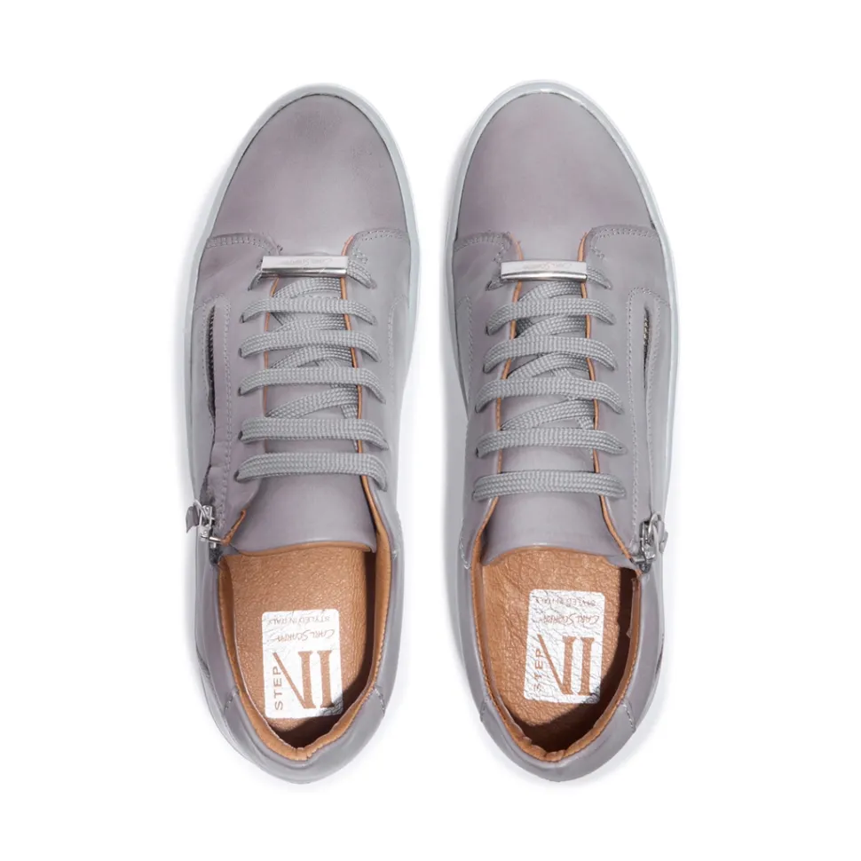 Fissato Grey Leather Trainers