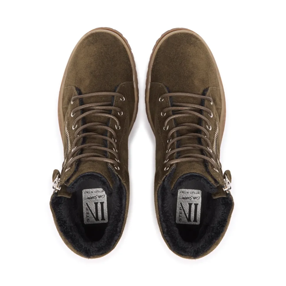 Galina Green Suede Ankle Boots