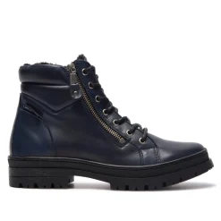 Galina Navy Leather Ankle Boots