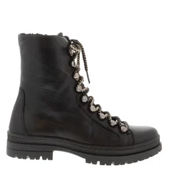 Granada Black Leather Lace Up Ankle Boots