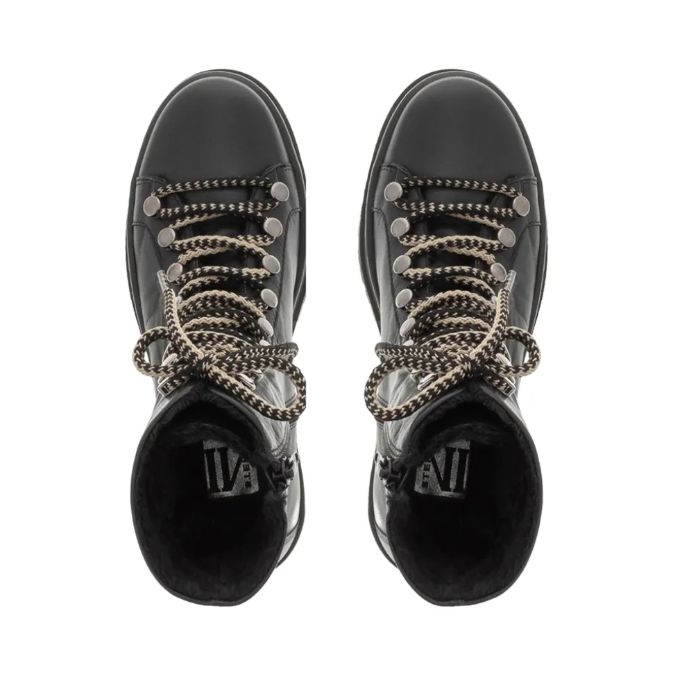 Granada Black Leather Lace Up Ankle Boots