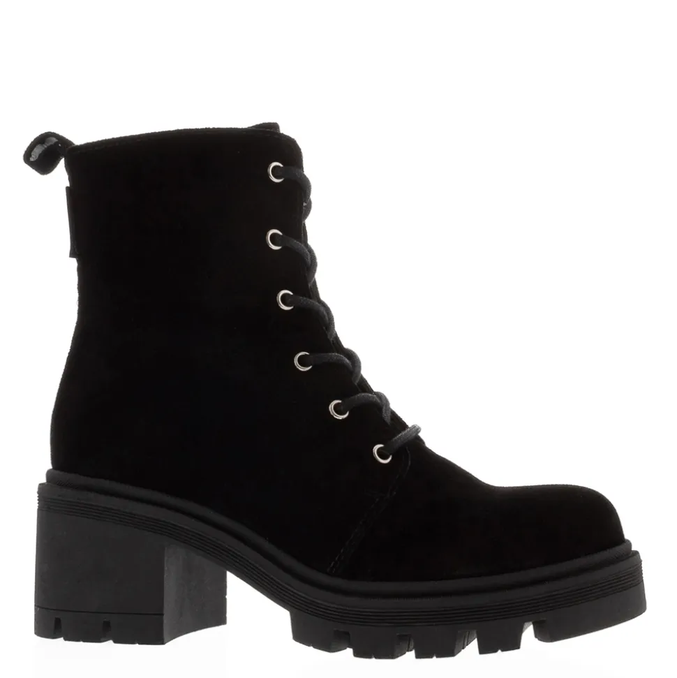 Gusto Black Suede Lace Up Ankle Boots