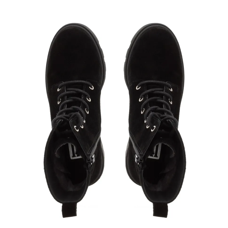 Gusto Black Suede Lace Up Ankle Boots