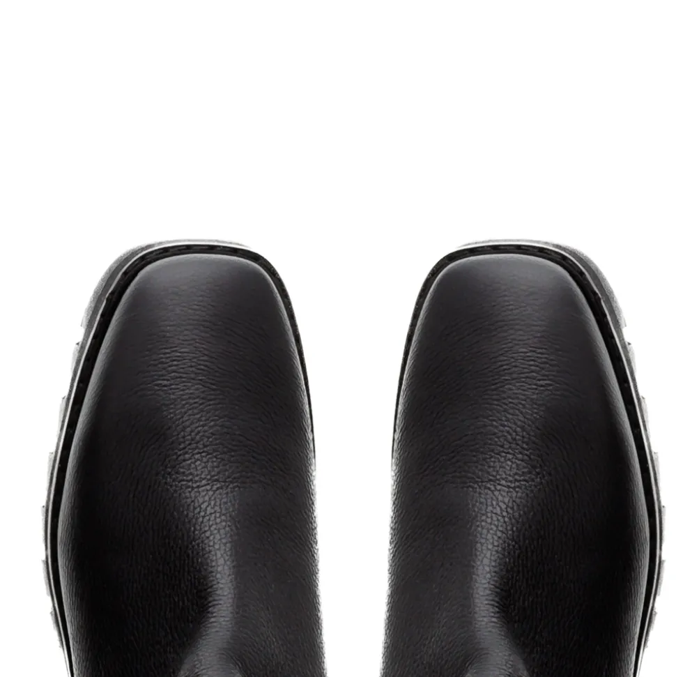 Hail Black Leather Wavesole Knee High Boots