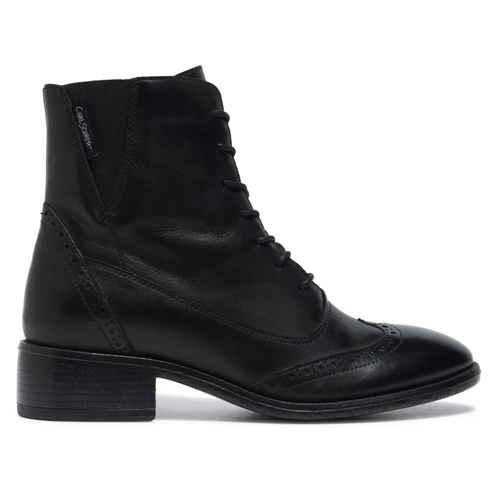 Isla Black Leather Ankle Boots