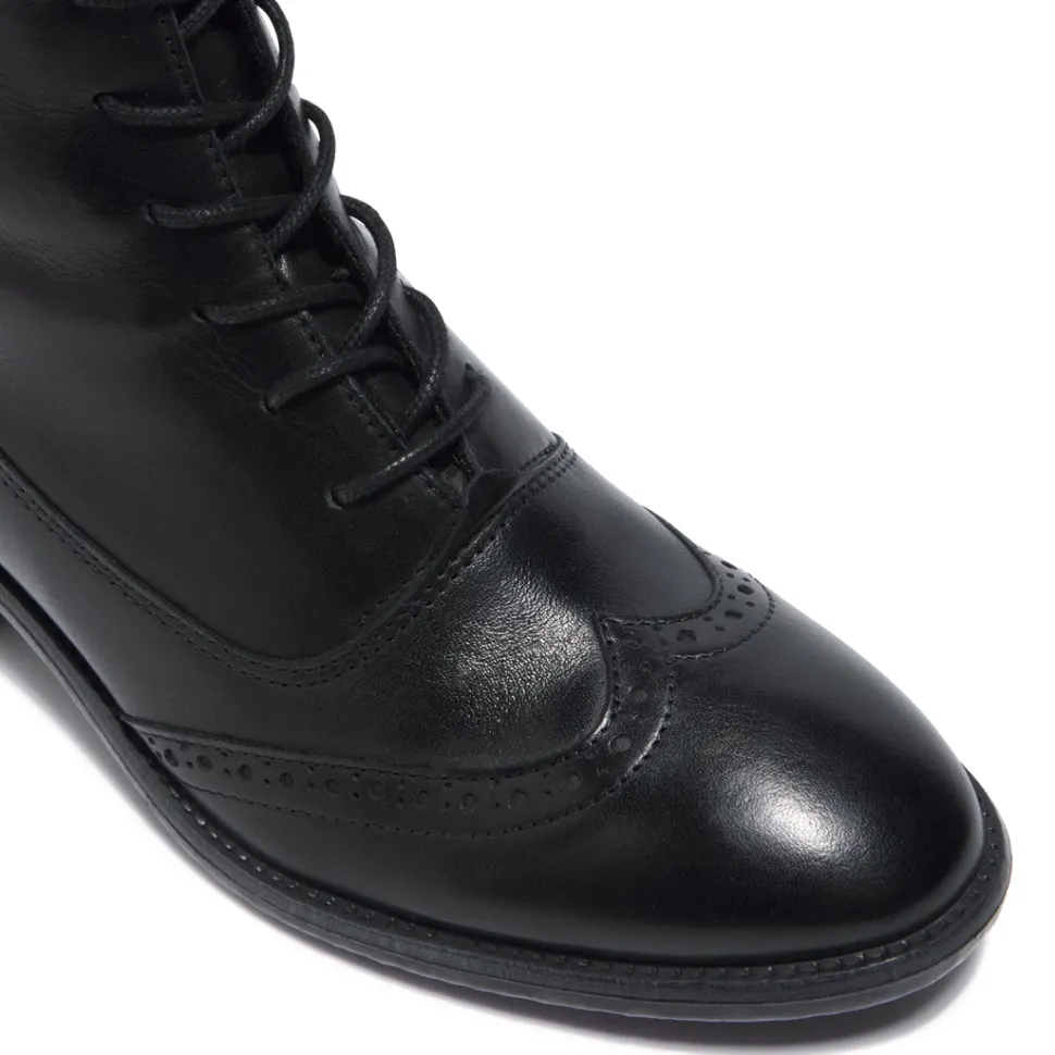 Isla Black Leather Ankle Boots