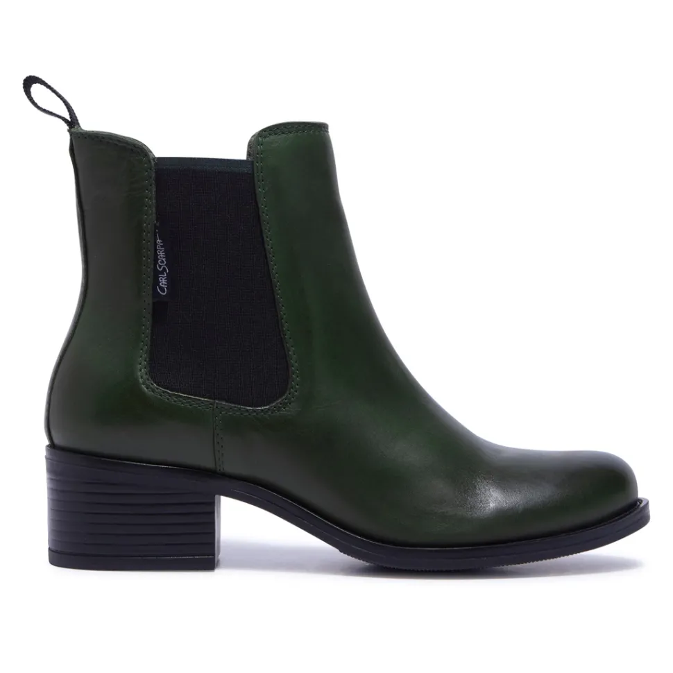 Jax Green Leather Ankle Boots