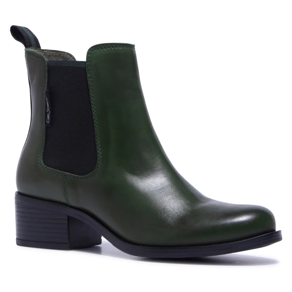 Jax Green Leather Ankle Boots