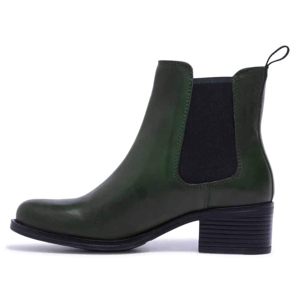 Jax Green Leather Ankle Boots
