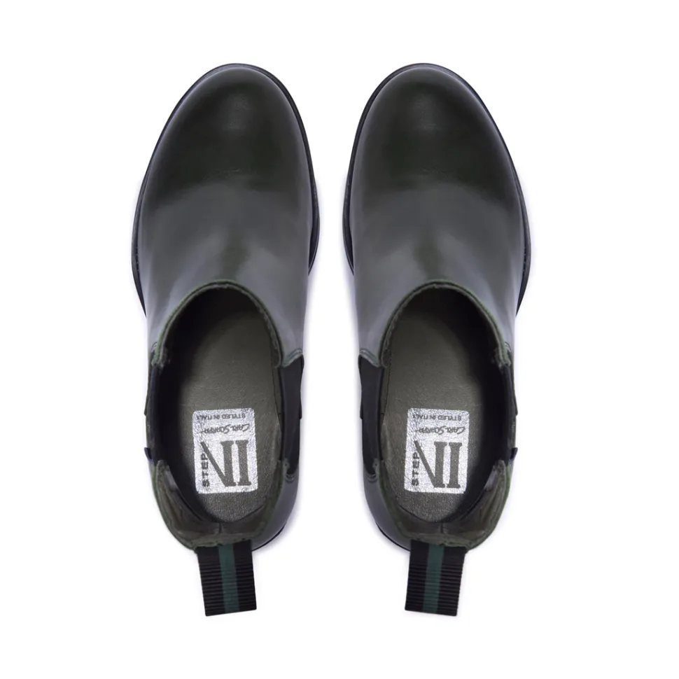 Jax Green Leather Ankle Boots