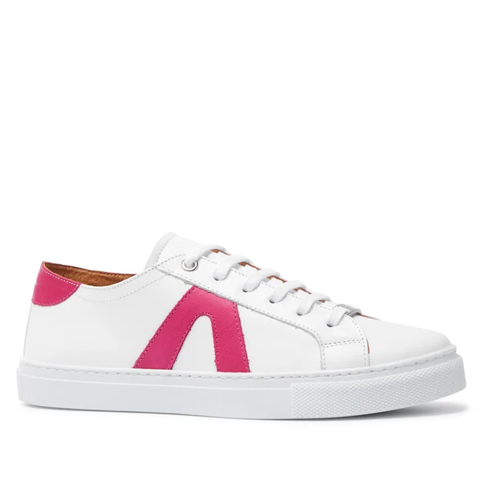 Jessi White Fuchsia Leather Trainers
