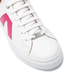 Jessi White Fuchsia Leather Trainers