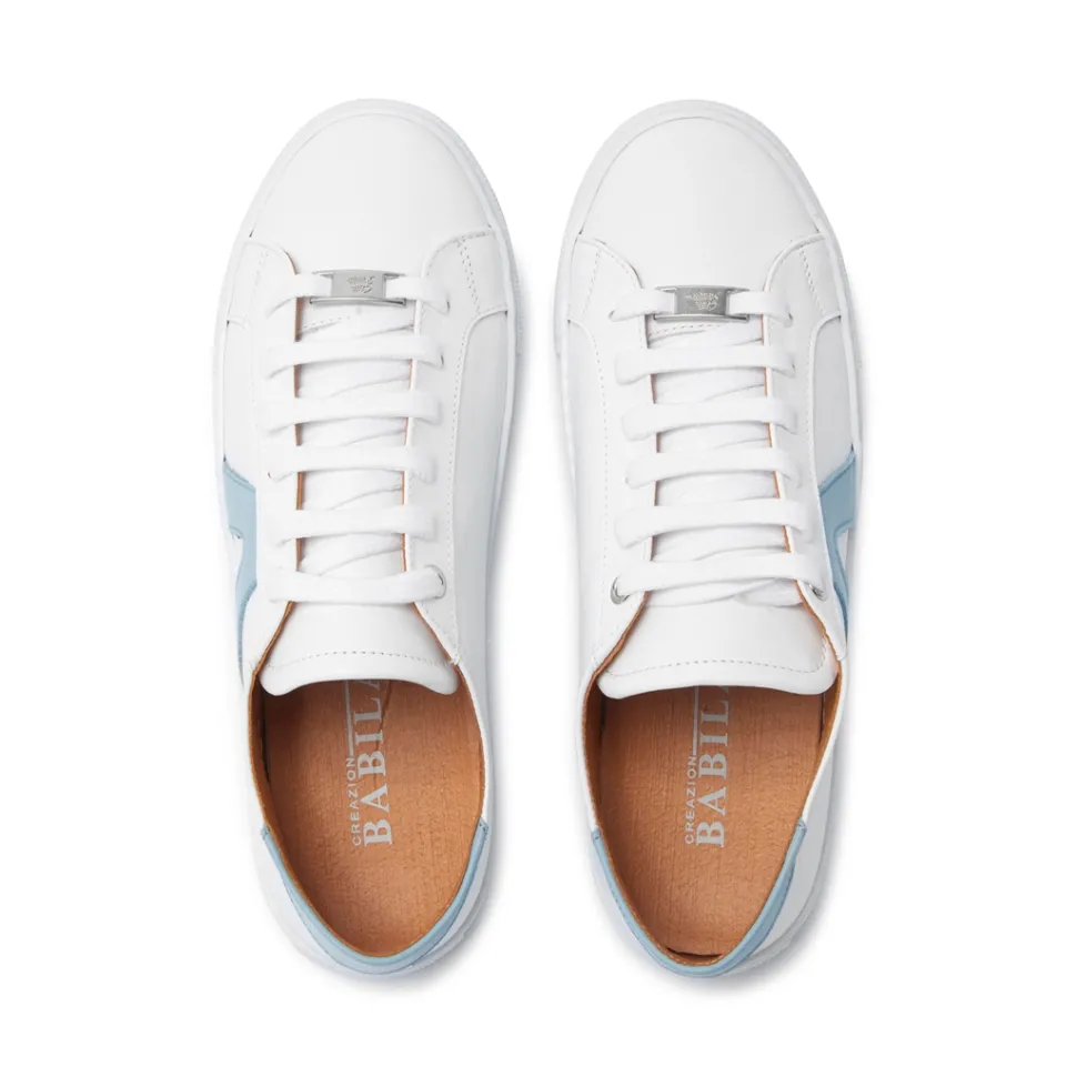Jessi White Blue Leather Trainers
