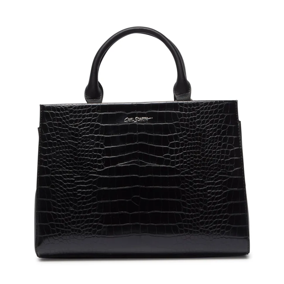 Kleo Black Croc Handbag