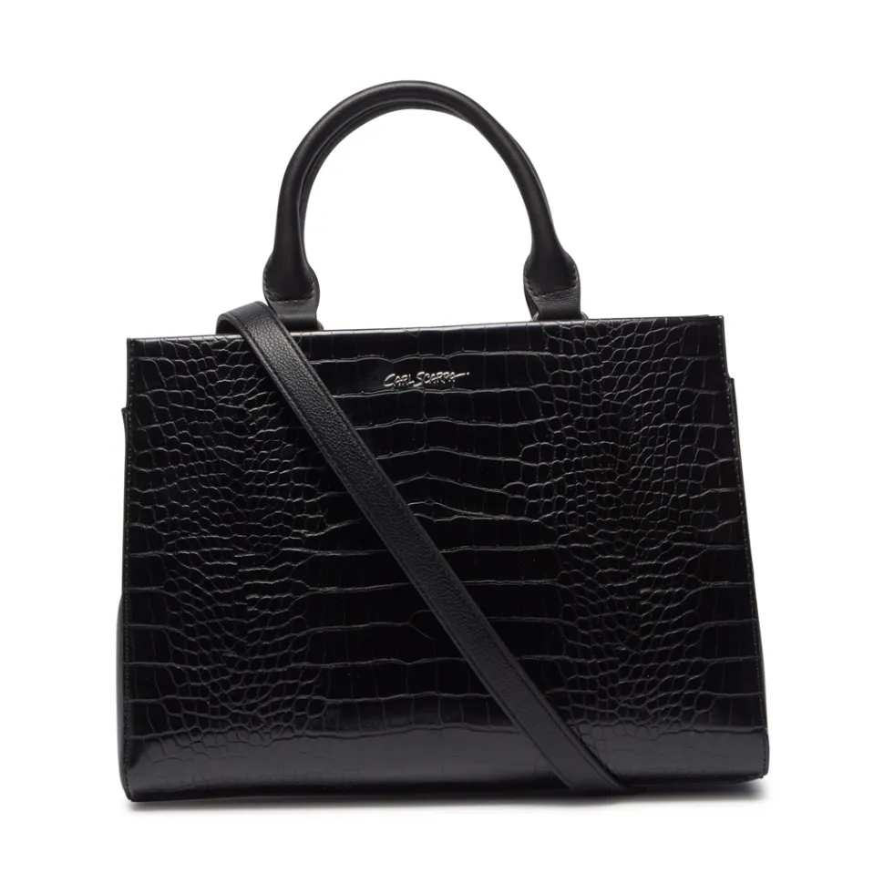 Kleo Black Croc Handbag