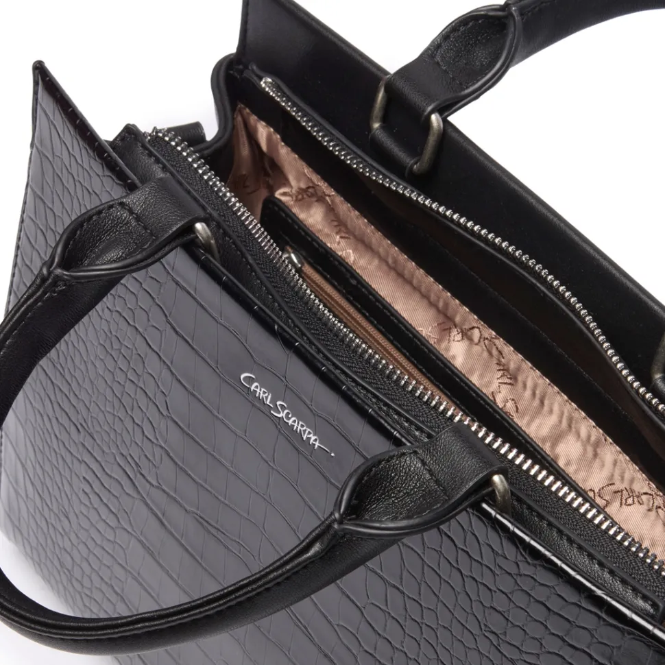 Kleo Black Croc Handbag