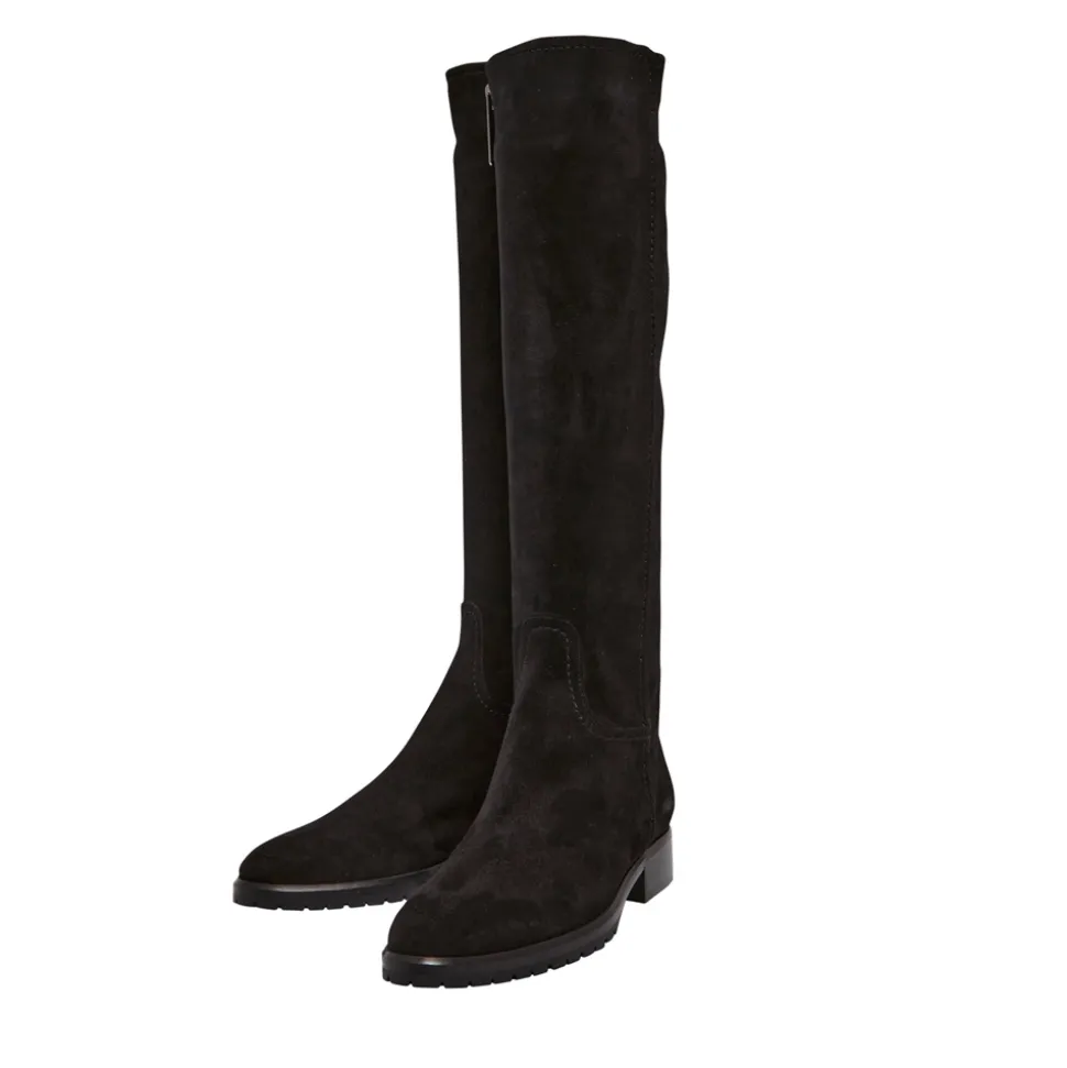 Lara Black Suede Knee-High Boots