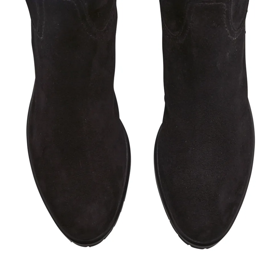 Lara Black Suede Knee-High Boots