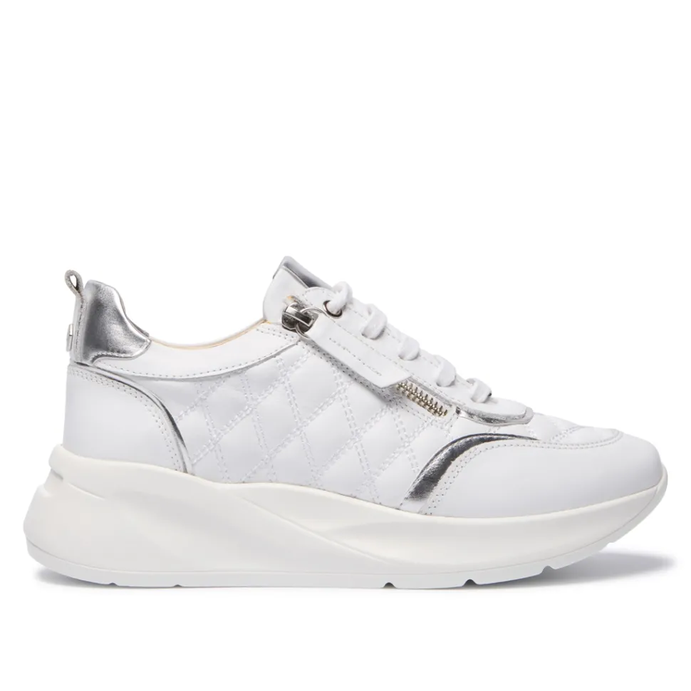 Lestina White Silver Leather Leisure