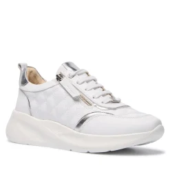 Lestina White Silver Leather Leisure