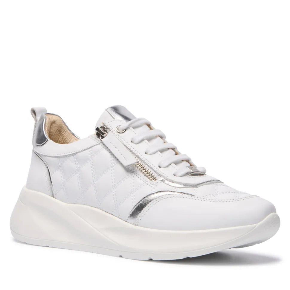 Lestina White Silver Leather Leisure