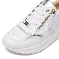 Lestina White Silver Leather Leisure