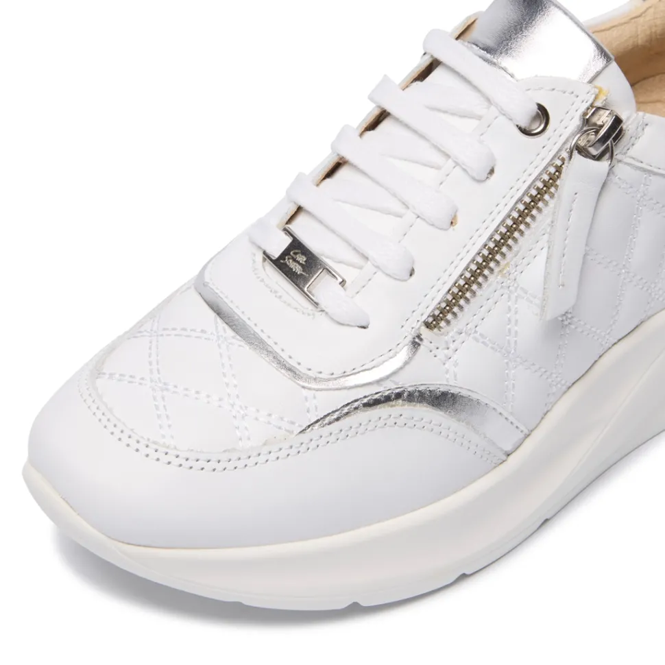 Lestina White Silver Leather Leisure