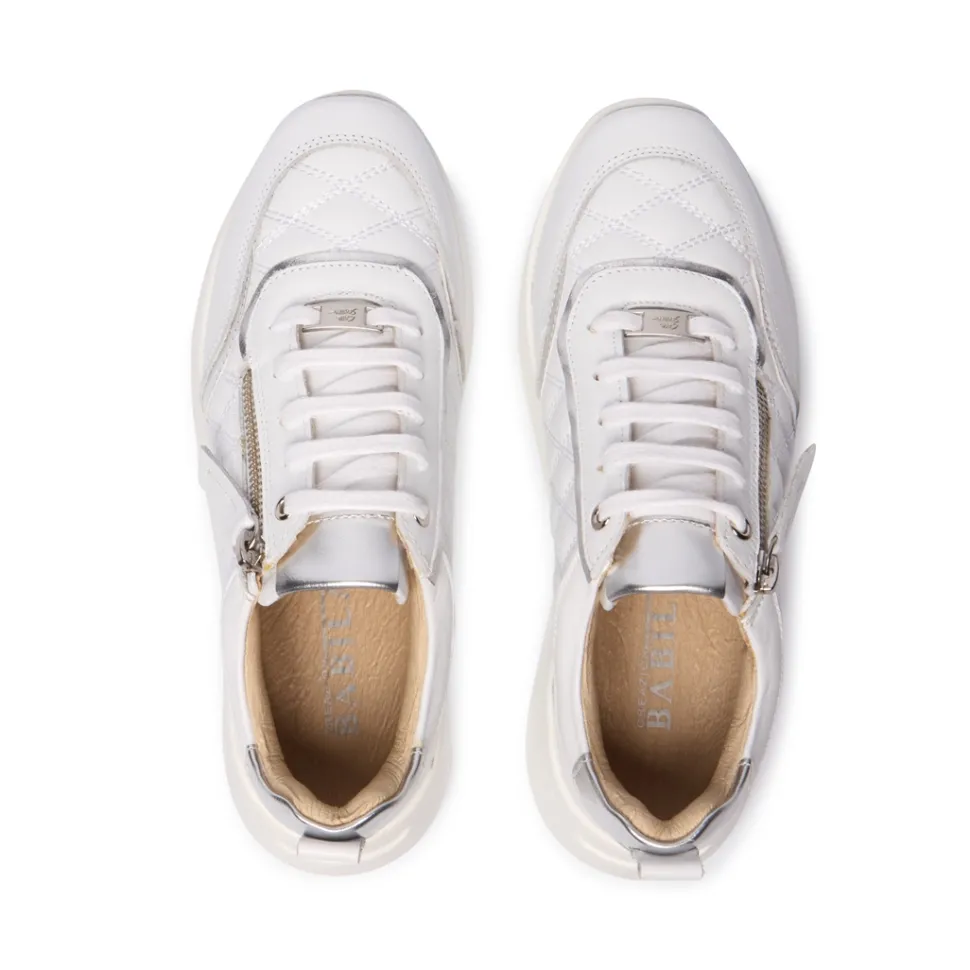 Lestina White Silver Leather Leisure