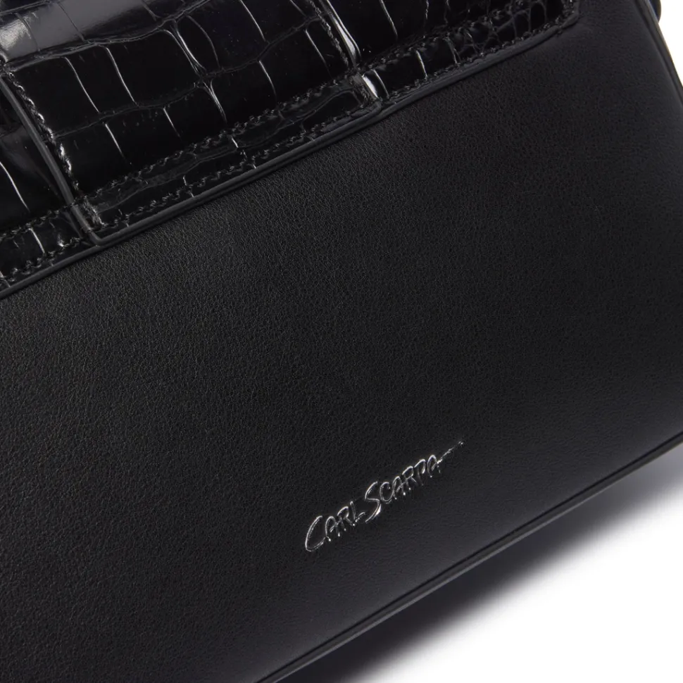 Listini Black Croc Handbag