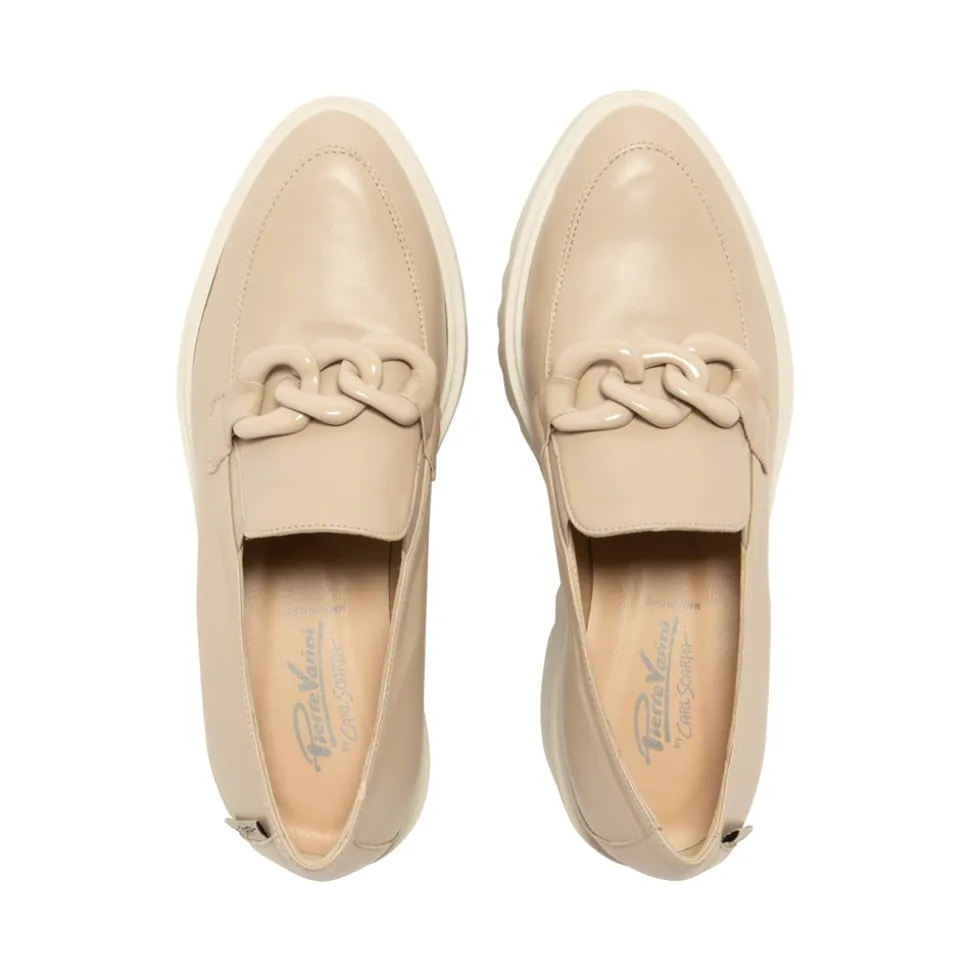 Lizi Taupe Leather Platform Loafers
