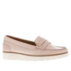 Lucentia Nude Leather Wedge Loafers