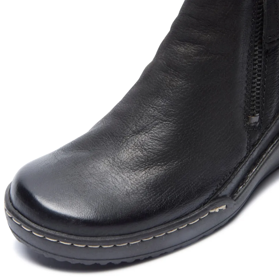 MAEVE BLACK LEATHER ANKLE BOOTS