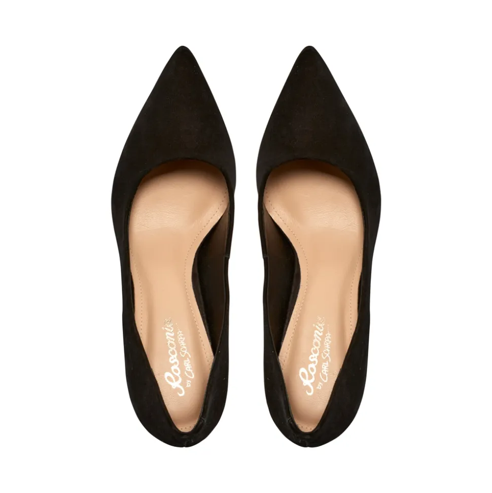 Malazzo Black Suede Heeled Courts