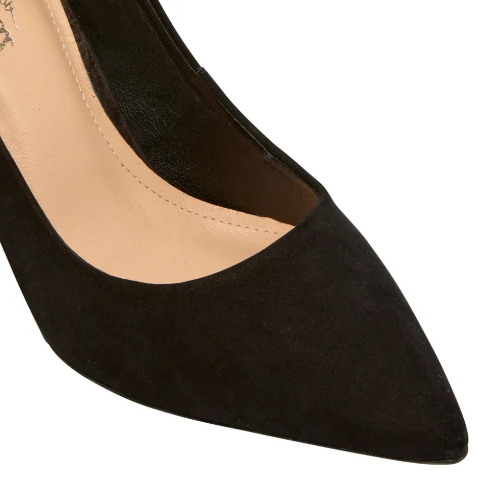 Malazzo Black Suede Heeled Courts