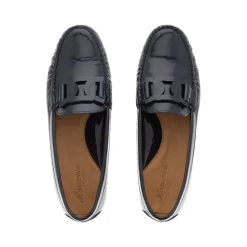 Martedi Navy Leather Penny Loafers