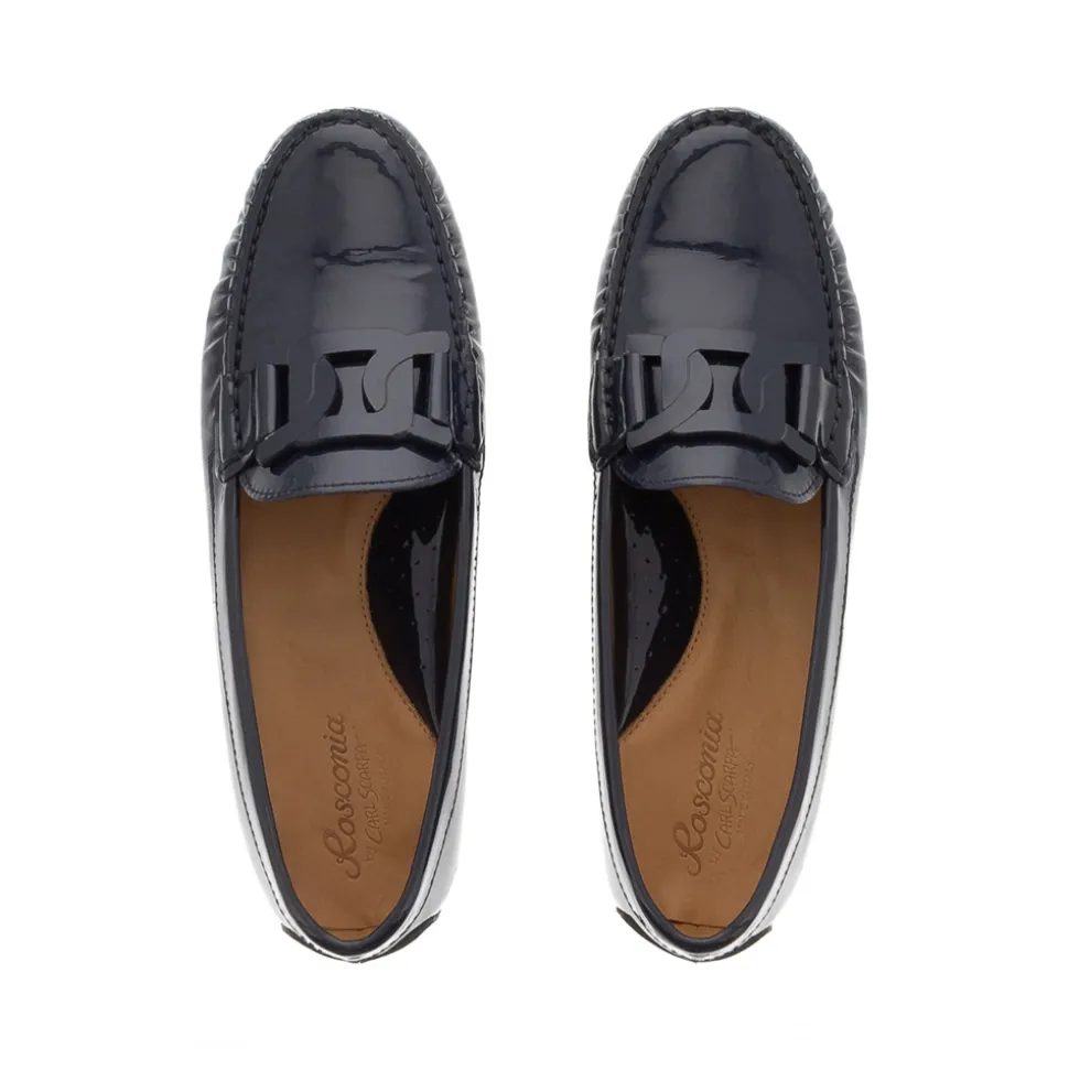 Martedi Navy Leather Penny Loafers