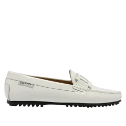 Martedi White Patent Leather Driving Loafers