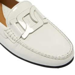 Martedi White Patent Leather Driving Loafers