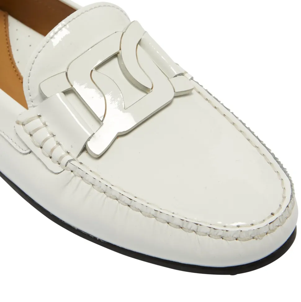 Martedi White Patent Leather Driving Loafers