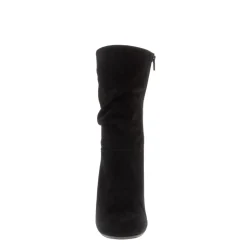 Mathilde Black Suede Ruched Ankle Boots