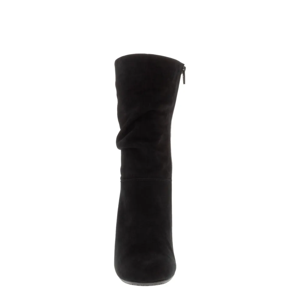 Mathilde Black Suede Ruched Ankle Boots
