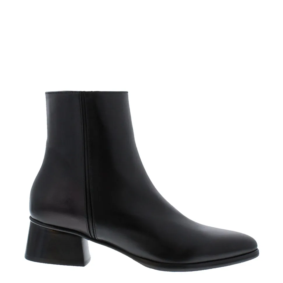 Megan Black Leather Ankle Boots