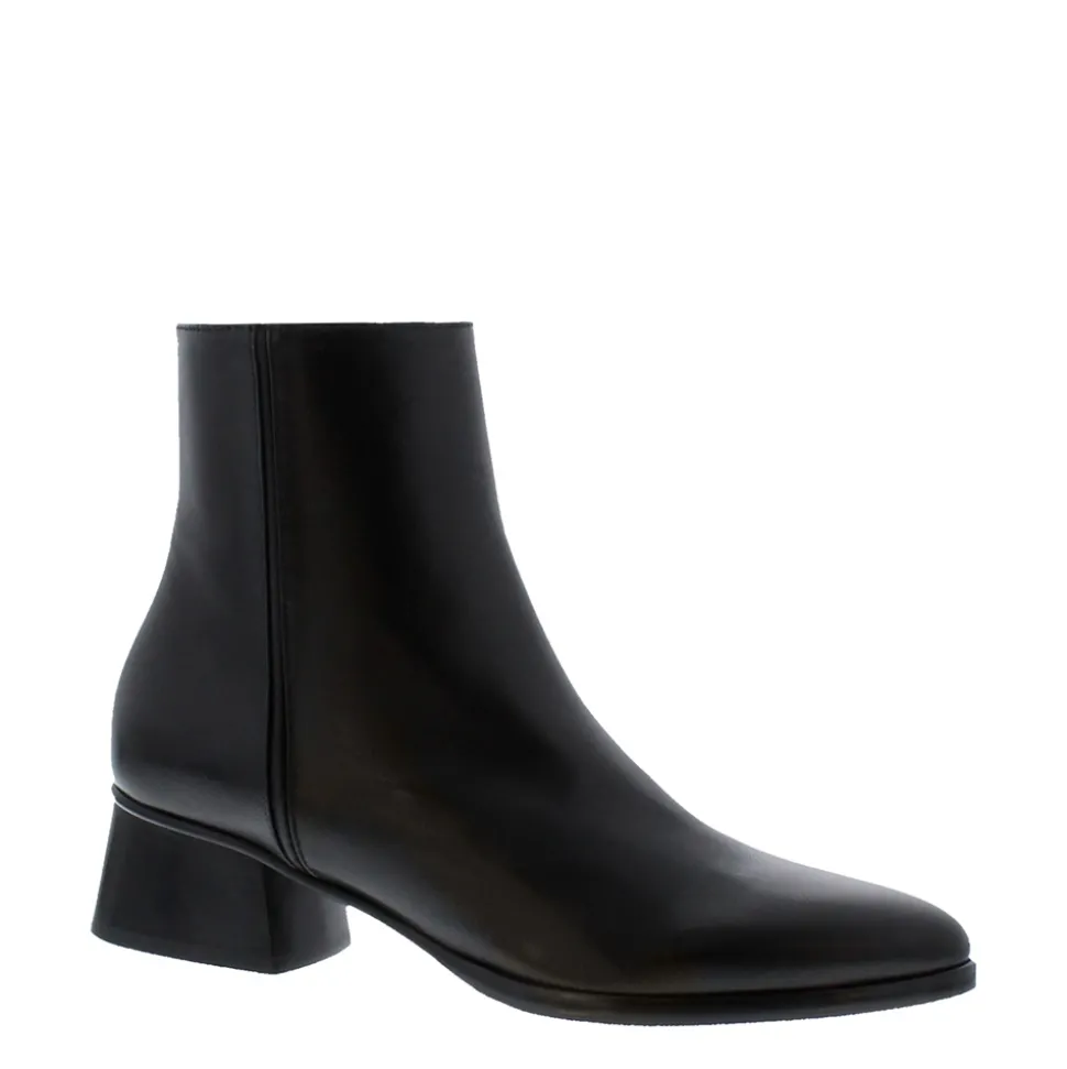 Megan Black Leather Ankle Boots