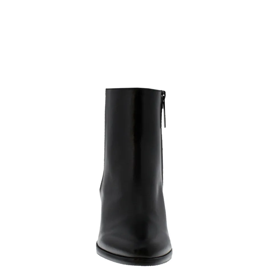 Megan Black Leather Ankle Boots