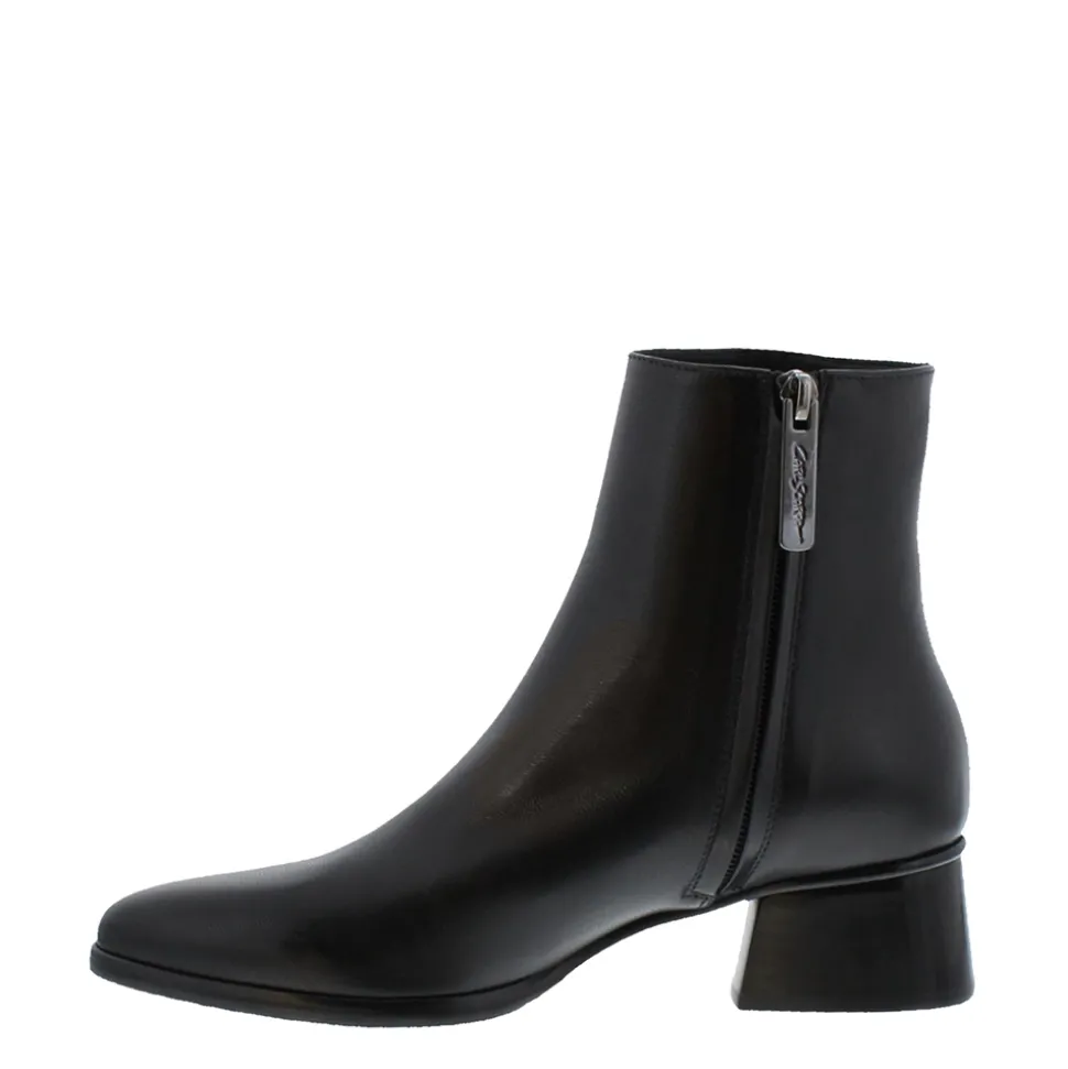 Megan Black Leather Ankle Boots